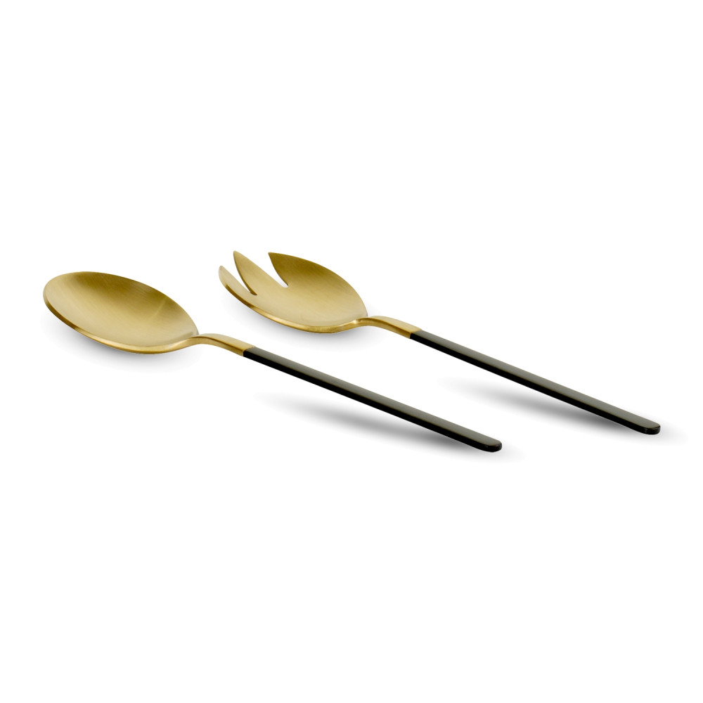 Kimono Black and Gold 18/10 Stainless Steel Salad Server Set Inter