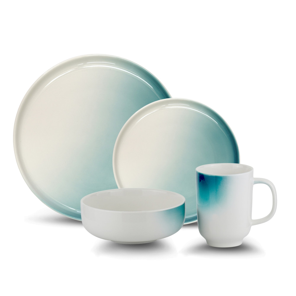 Luster Green 16 Piece Dinnerware Set, Service for 4 Casual Dinnerware