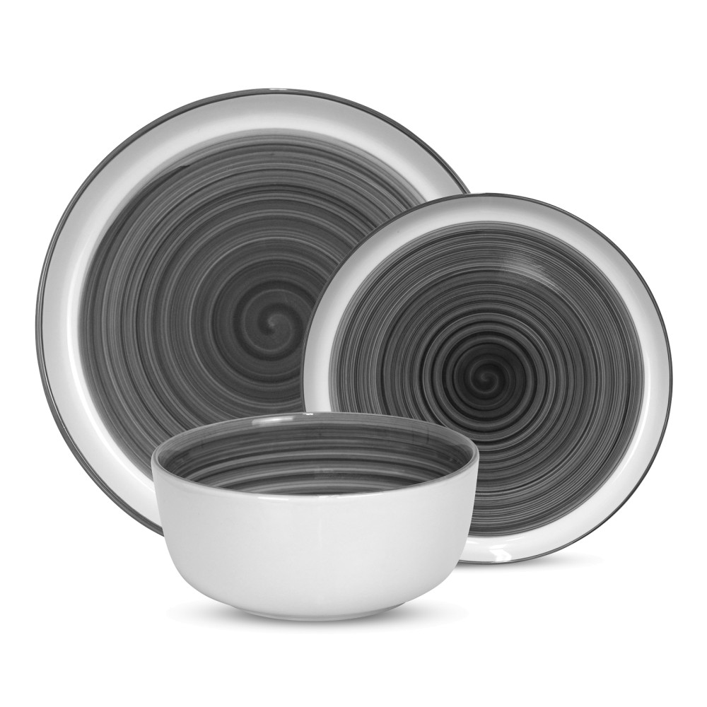 Astra Charcoal 12 Piece Dinnerware Set, Service for 4 Inter