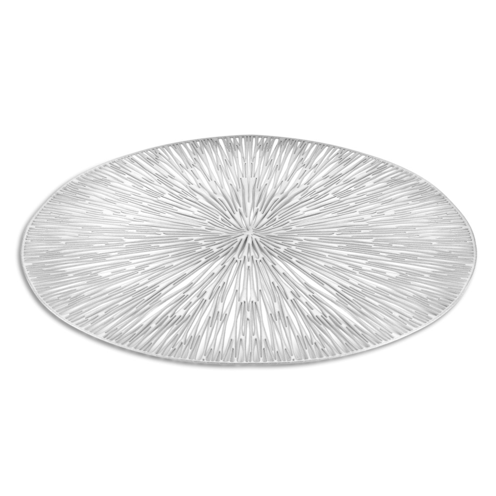 Cosmos Round Silver Vinyl Placemat 38cm, Set of 4 InterContinental