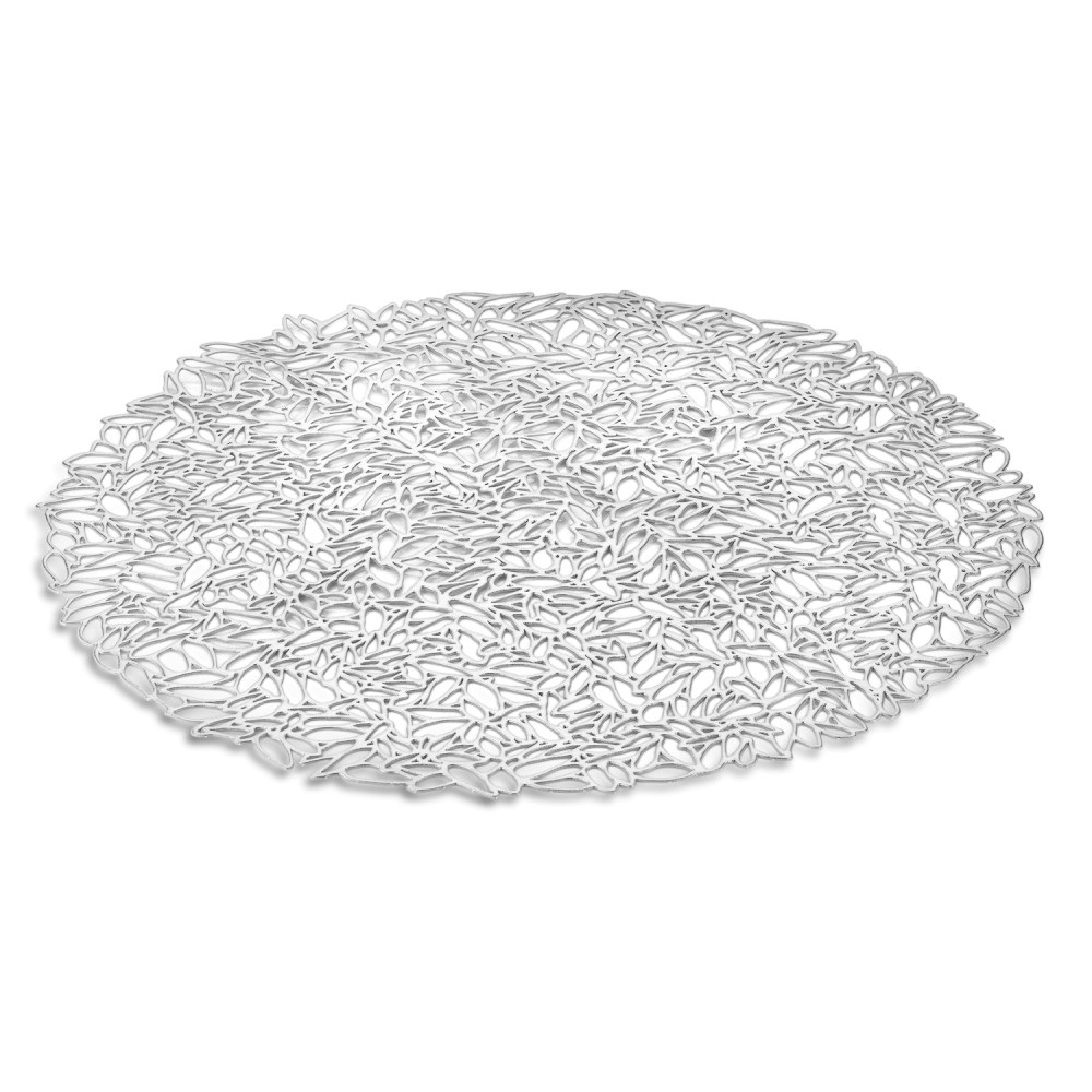 Floret Round Silver Vinyl Placemat 38cm, Set of 4 InterContinental