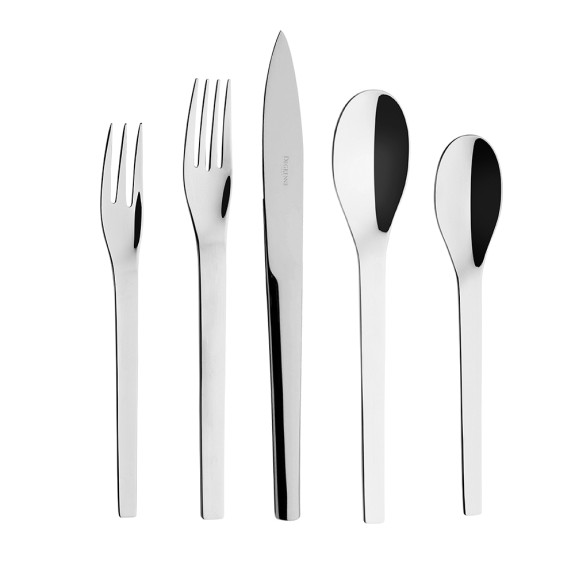 Guy Degrenne - Verlaine 5 Piece Flatware Set, Stainless Steel Mirror Finish  Cutlery