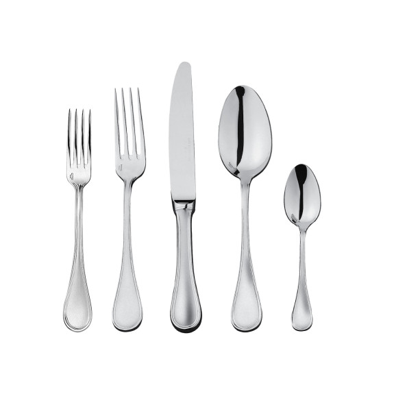 Guy Degrenne - Verlaine 5 Piece Flatware Set, Stainless Steel Mirror Finish  Cutlery