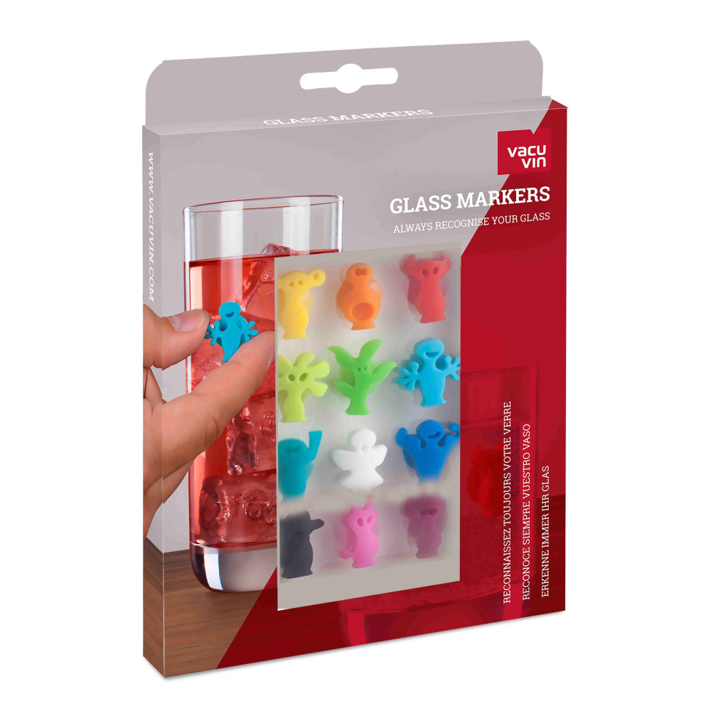 Vacu Vin Party People Wine Glass Decorating Suction Markers, Set of 12
