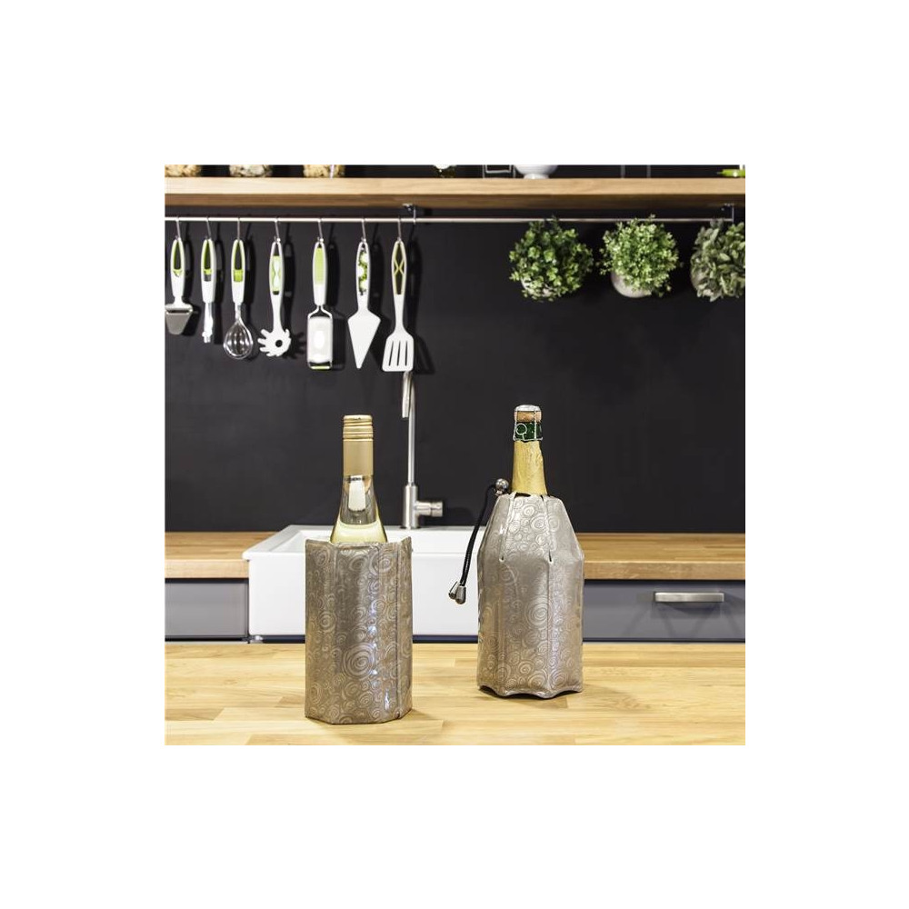 Vacu Vin Active NoIce Wine Cooler Jacket, Metallic Platinum Swirled