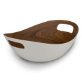 Bamboo Walnut Basic White Basket 30cm