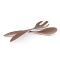 Bamboo Walnut Basic White Salad Servers, Set of 2