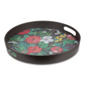 Bamboo Walnut Floral Round Tray 38 cm