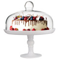 White Pedestal Cake Stand and Clear Dome 25 cm 