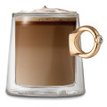 Double Wall Tiffany Mug Gold Handle 280ml, Set of 2