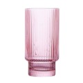 Ribbed Pink Highball Glass 420 ml, Set of 4