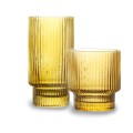Ribbed Amber Stemless Glassware Collection