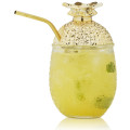 Pineapple Cocktail Drinking Glass with Straw 450 ml, Set of 2