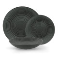 Mesa Ceramics Black Grain Stoneware 12 Piece Dinnerware Set, Service for 4