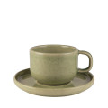 Mesa Ceramics Uno Speckle Green Stoneware Tea Cup and Saucer 220ml