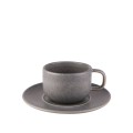 Mesa Ceramics Unico Anthracite Tea Cup and Saucer 219 ml