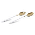 Kimono White and Gold Salad Server Set