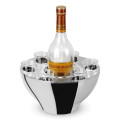 Stainless steel Vodka Bowl and 6 Glass Shot Glasses