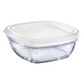 Duralex Lys / Freshbox Square Stackable Bowl with White Lid 17cm