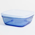 Duralex Lys Blue Square Bowl with translucent lid, 17cm