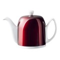 Degrenne Paris Salam White Teapot with Candy Apple Aluminum Lid 6 cup
