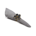 Daisy Black and Gold Napkin Ring, Set of 4