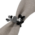 Bloom Napkin Rings Shiny Black, Set of 4