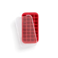 Lékué Gourmet Industrial-Sized, 32 Cube Ice Cube Tray with Lid, Red