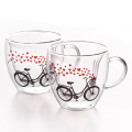 Double Wall Grandes Tasses à Café Bicyclette 250 ml , Ensemble de 2 