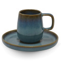 Mesa Ceramics Uno Bleu Tasse à Espresso et Soucoupe en Grès, 75 ml