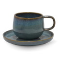 Mesa Ceramics Uno Bleu Tasse à thé et Soucoupe en Grès, 225 ml