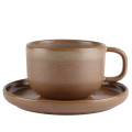 Mesa Ceramics Uno Leather Tasse à thé et Soucoupe en Grès, 225 ml